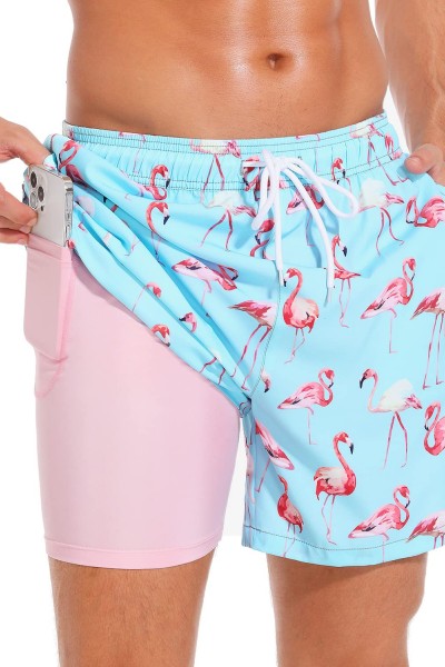 Men's Compression Swim Trunks with Lined Inseam 5 Inch Bathing Suits for Mens Board Shorts