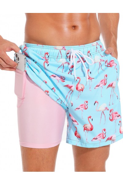 Men's Compression Swim Trunks with Lined Inseam 5 Inch Bathing Suits for Mens Board Shorts