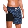 SILKWORLD Mens Swimming Trunks with Compression Liner 2 in 1 Quick-Dry Swim Shorts with Zipper Pockets