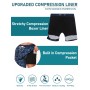 SILKWORLD Mens Swimming Trunks with Compression Liner 2 in 1 Quick-Dry Swim Shorts with Zipper Pockets