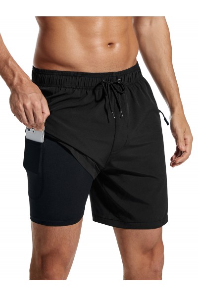 SILKWORLD Mens Swimming Trunks with Compression Liner Bathing Suit Quick-Dry Swim Shorts with Zipper Side Pockets SILKWORLD Mens Swimming Trunks with Compression Liner Bathing Suit Quick-Dry Swim Shorts with Zipper Side Pockets