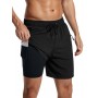 SILKWORLD Mens Swimming Trunks with Compression Liner Bathing Suit Quick-Dry Swim Shorts with Zipper Side Pockets