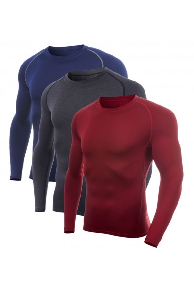 SILKWORLD Men's Long-Sleeve Compression Shirt Base-Layer Running Top