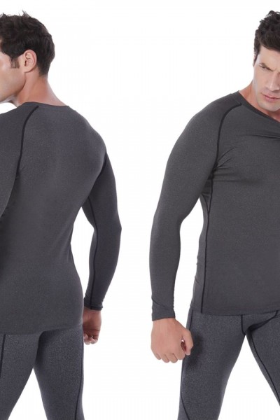 SILKWORLD Men's Long-Sleeve Compression Shirt Base-Layer Running Top