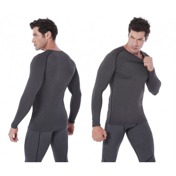 SILKWORLD Mens Long-Sleeve Compression Shirt Base-Layer Running Top