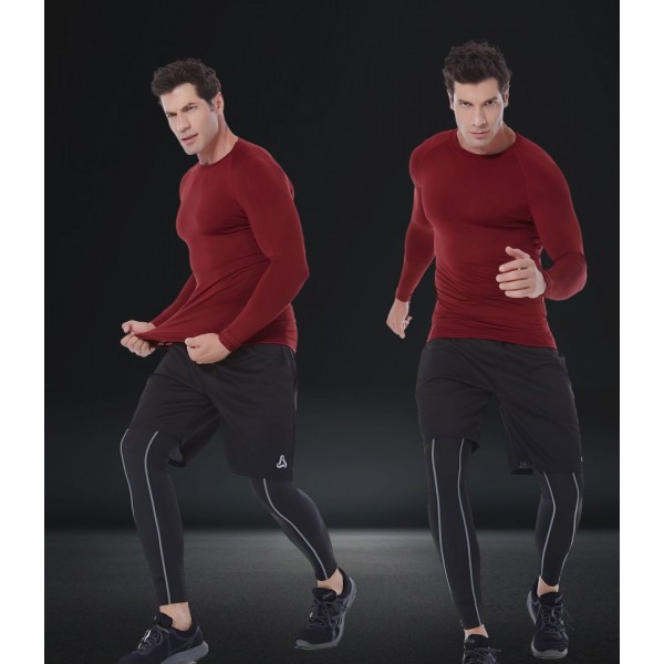 SILKWORLD Mens Long-Sleeve Compression Shirt Base-Layer Running Top