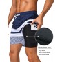 SILKWORLD Quick Dry Mens Swimming Trunks with Compression Liner Bathing Suit Swim Shorts with Zip Pockets