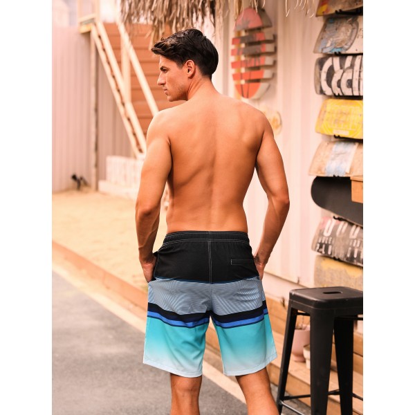 SILKWORLD Mens Swim Trunks with Compression Liner 9 Beach Board Shorts Men 2 in 1 Quick Dry Bathing Suit with Pockets