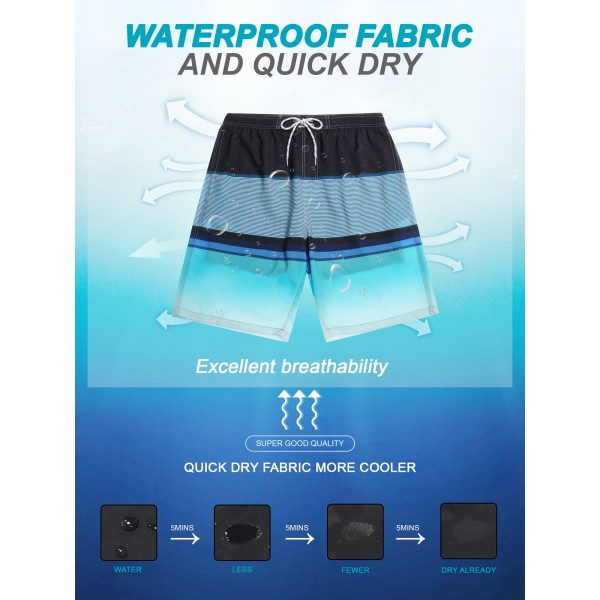 SILKWORLD Mens Swim Trunks with Compression Liner 9 Beach Board Shorts Men 2 in 1 Quick Dry Bathing Suit with Pockets