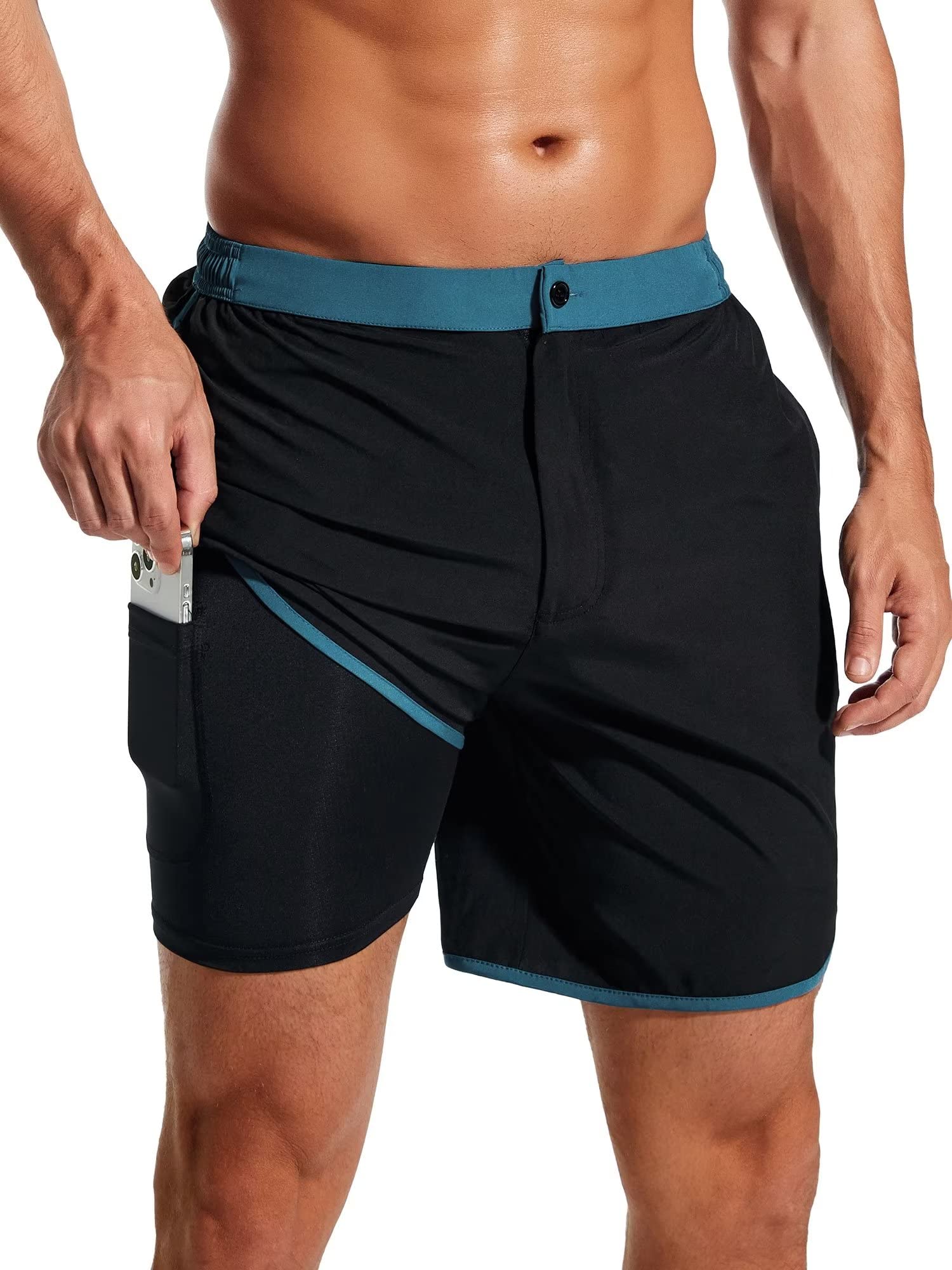 Men's Summer Beach Shorts Swimsuits Mesh Lined Swimwear Board Shorts Male Swimming Trunks Bathing Suit Sports Clothes