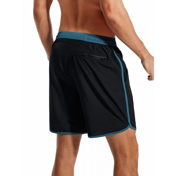 SILKWORLD Mens 2 in 1 Swim Trunks Quick Dry 7 Inch Beach Shorts with Compression Liner and Pockets